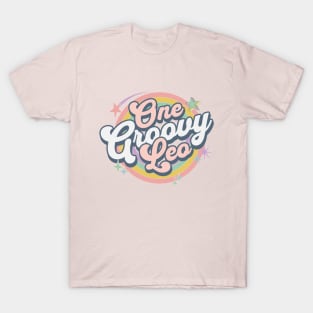 One Groovy Leo Cute Retro Design in Pastel Colors T-Shirt